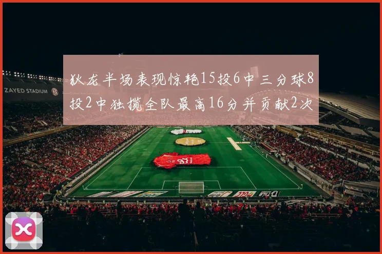 狄龙半场表现惊艳15投6中三分球8投2中独揽全队最高16分并贡献2次抢断
